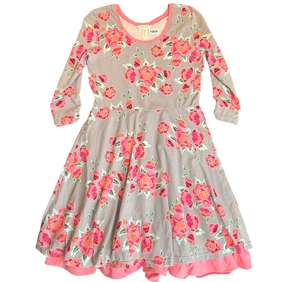 Matilda Jane Women Dress size M Floral Pink & Gray 3/4 Sleeve Knee Length A-line - Picture 1 of 9